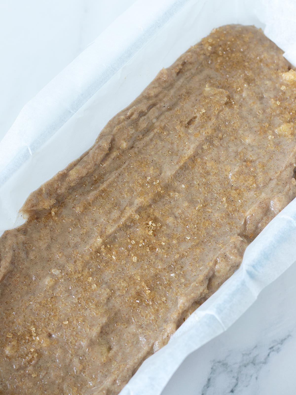 Banana buckwheat flour bread prepared for baking.