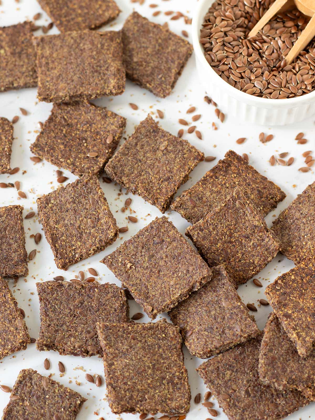 Oil-free flax seed crackers.
