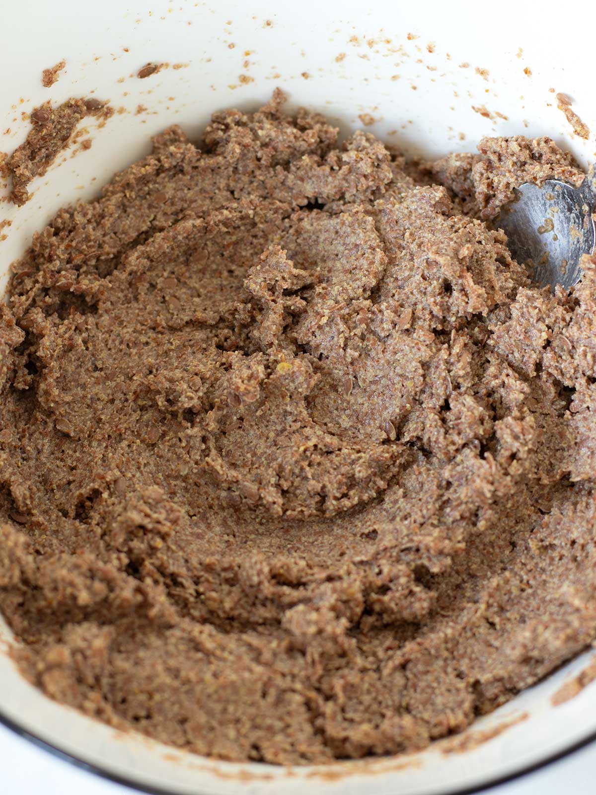 Flaxseed meal crackers dough.