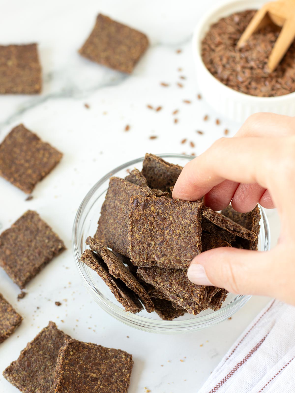 Vegan flaxseed crackers.