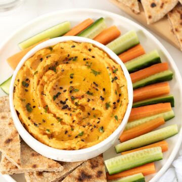 Sweet potato hummus (vegan).