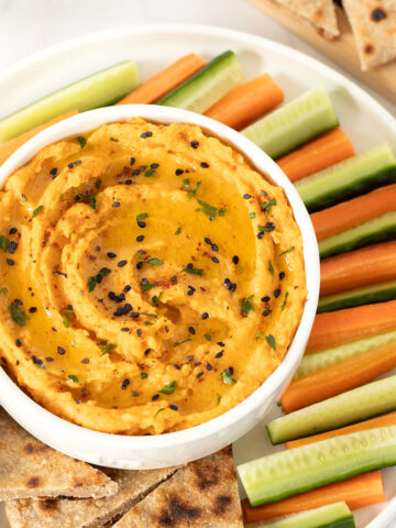 Sweet potato hummus (vegan).