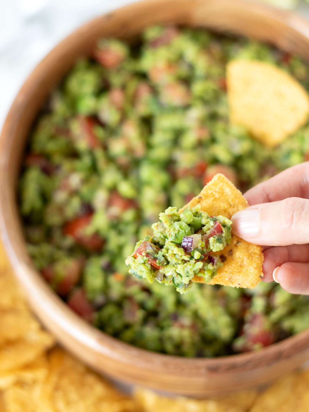 Green pea guacamole without avocado.