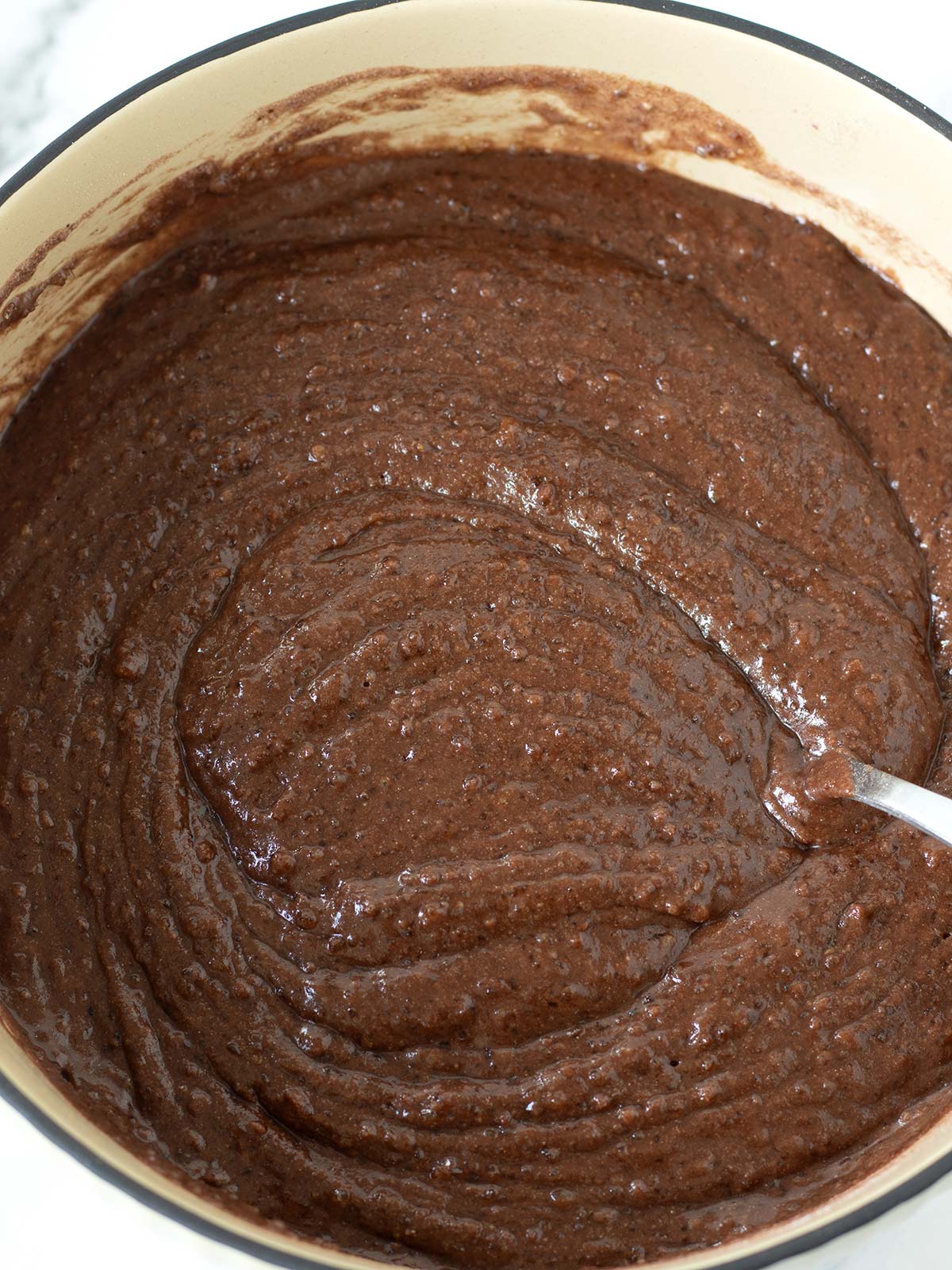 Batter for buckwheat chocolate cake.