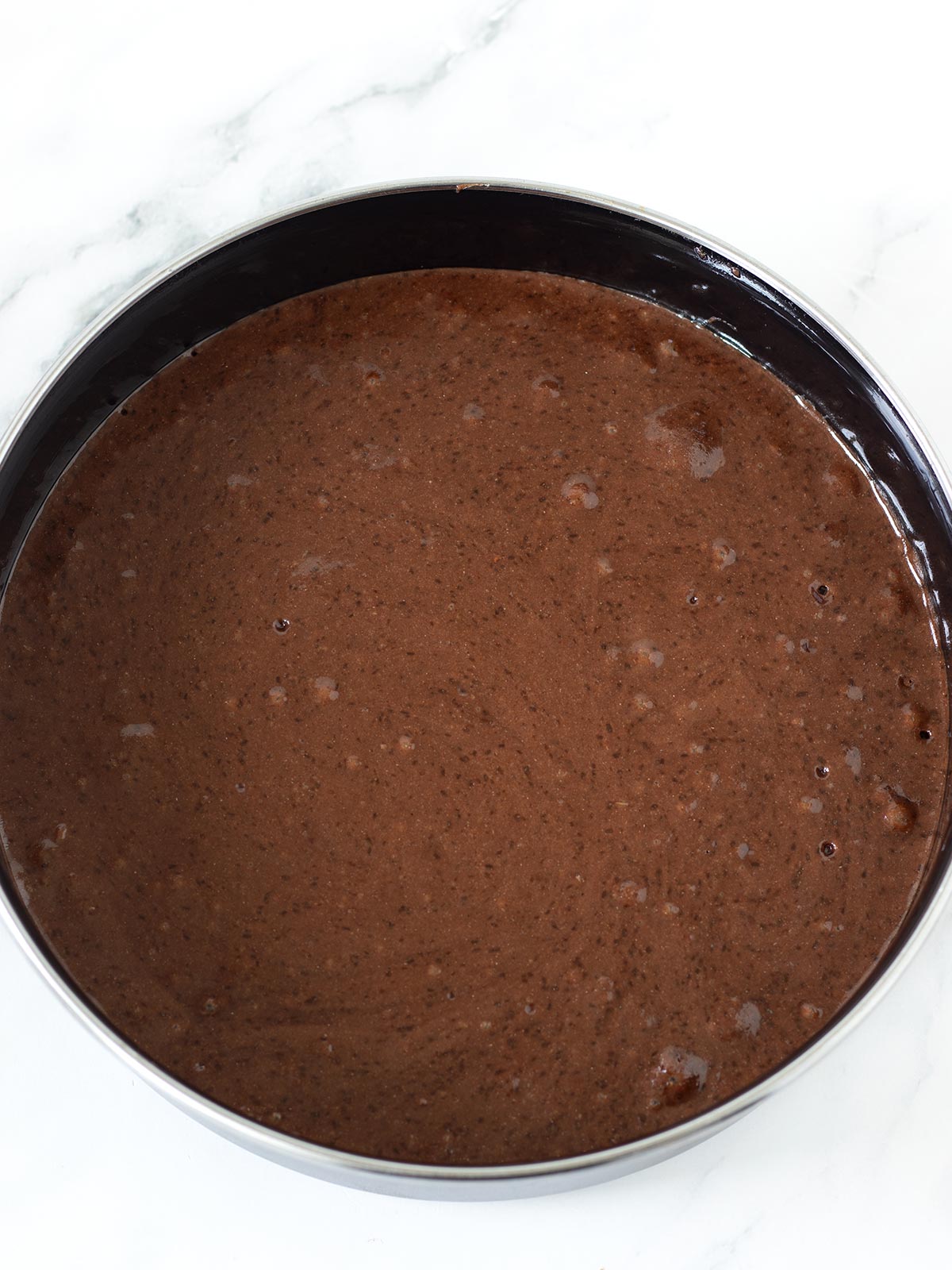 Buckwheat cake prepared for baking.