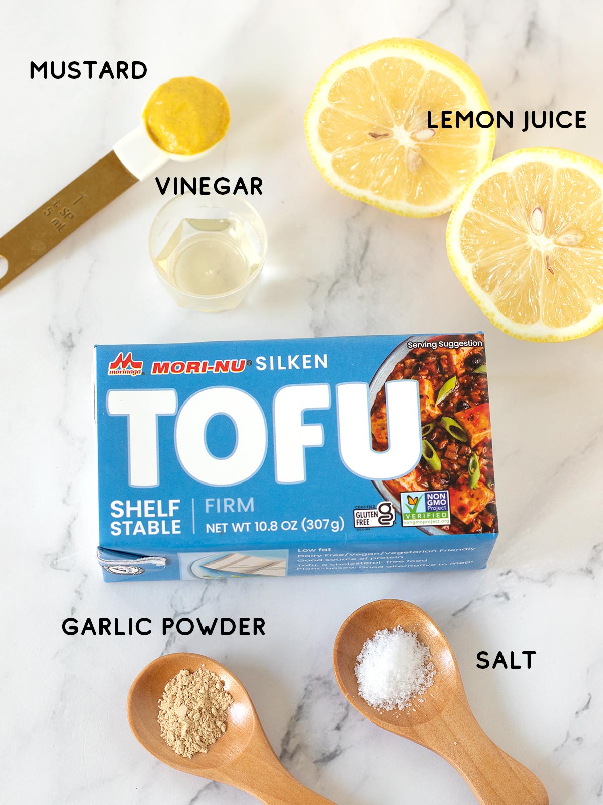 Vegan tofu mayonnaise ingredients.