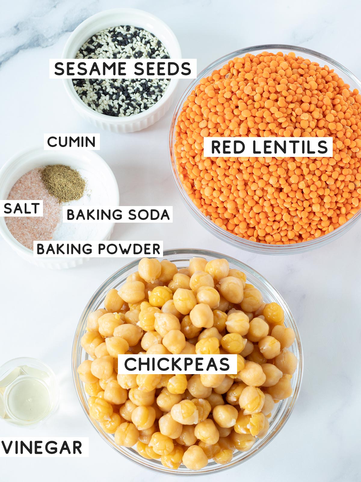 Chickpea lentil bread ingredients.