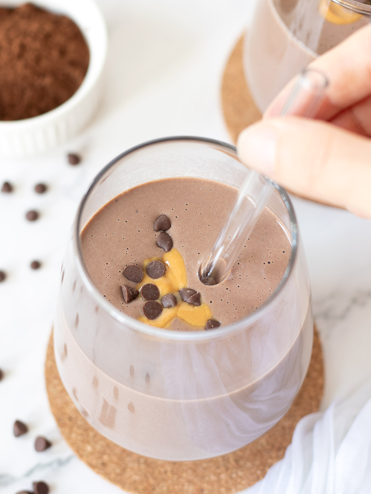 Chocolate silken tofu smoothie without banana.