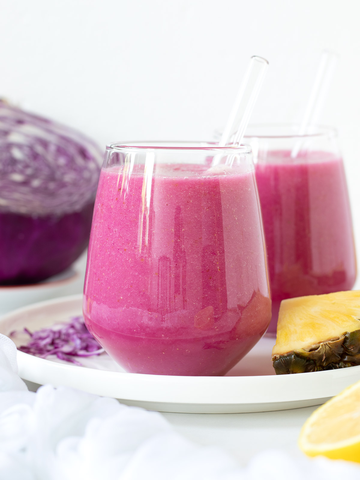 Purple cabbage pineapple smoothie without banana.