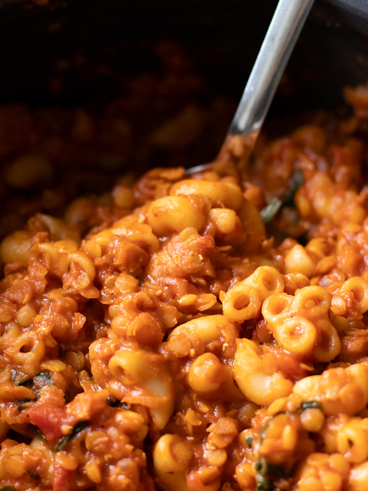 Vegan red lentil pasta (high-protein recipe).