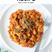 High-protein red lentil pasta recipe.