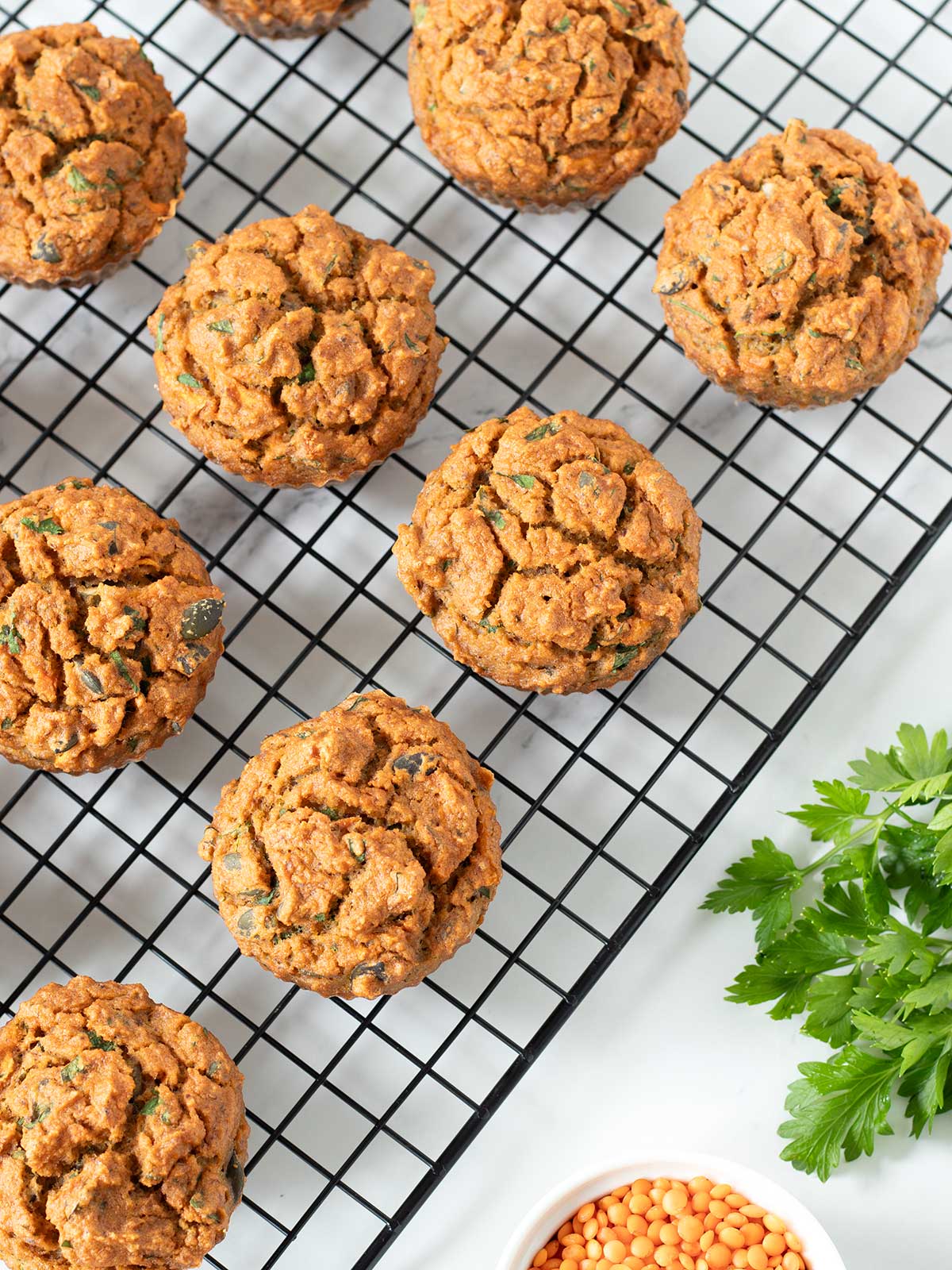 Red lentil savory muffins.