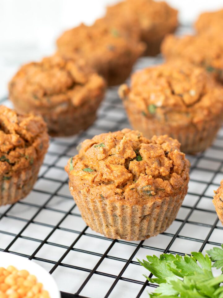 Savory red lentil muffins (vegan and gluten-free).
