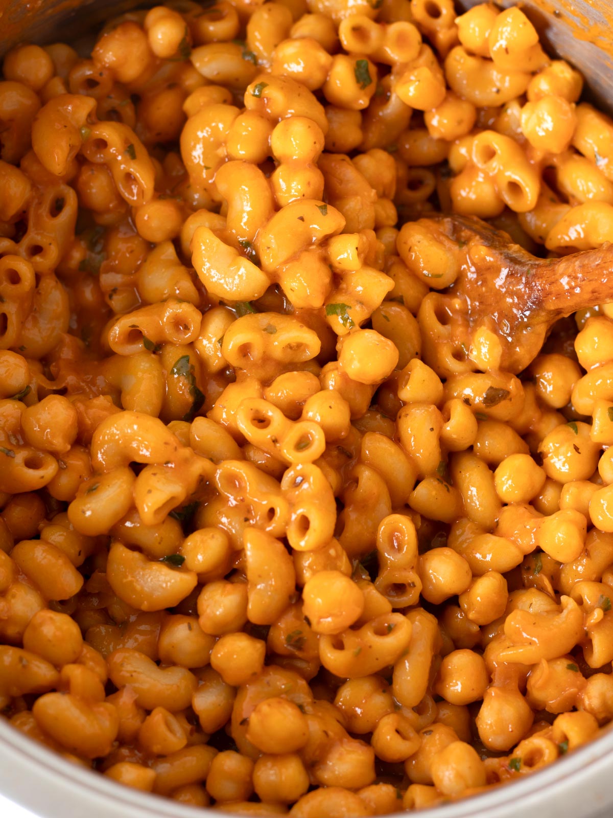 High-protein pasta with chickpeas.