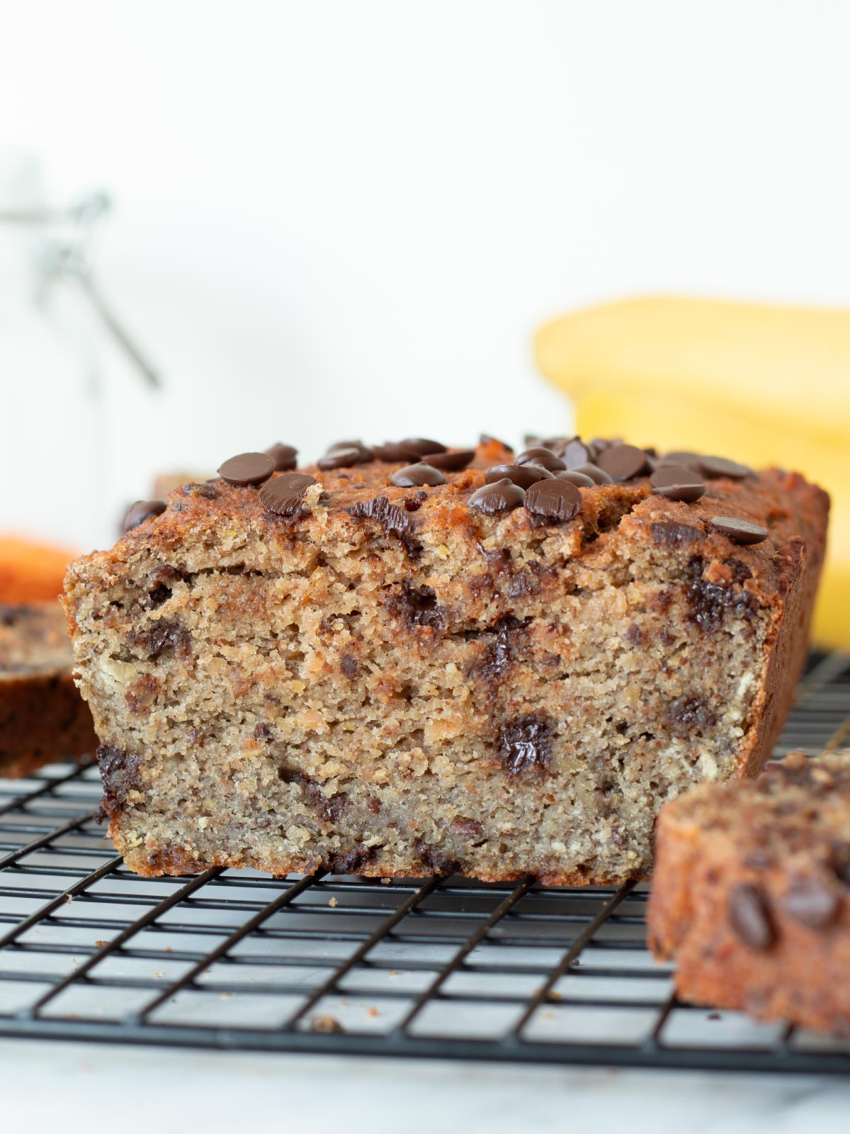 Flourless sweet lentil banana bread (vegan).