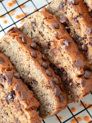 High-protein lentil banana bread (vegan, no flour, gluten-free).