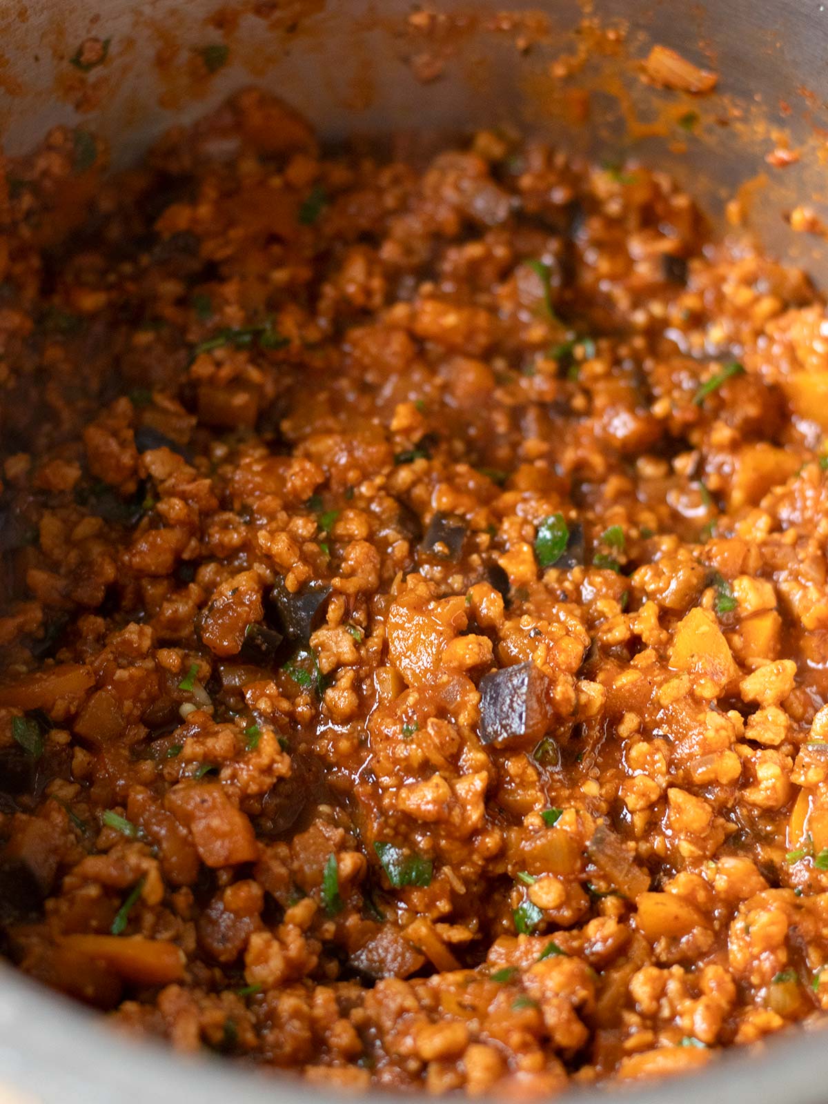 Vegan TVP bolognese sauce.