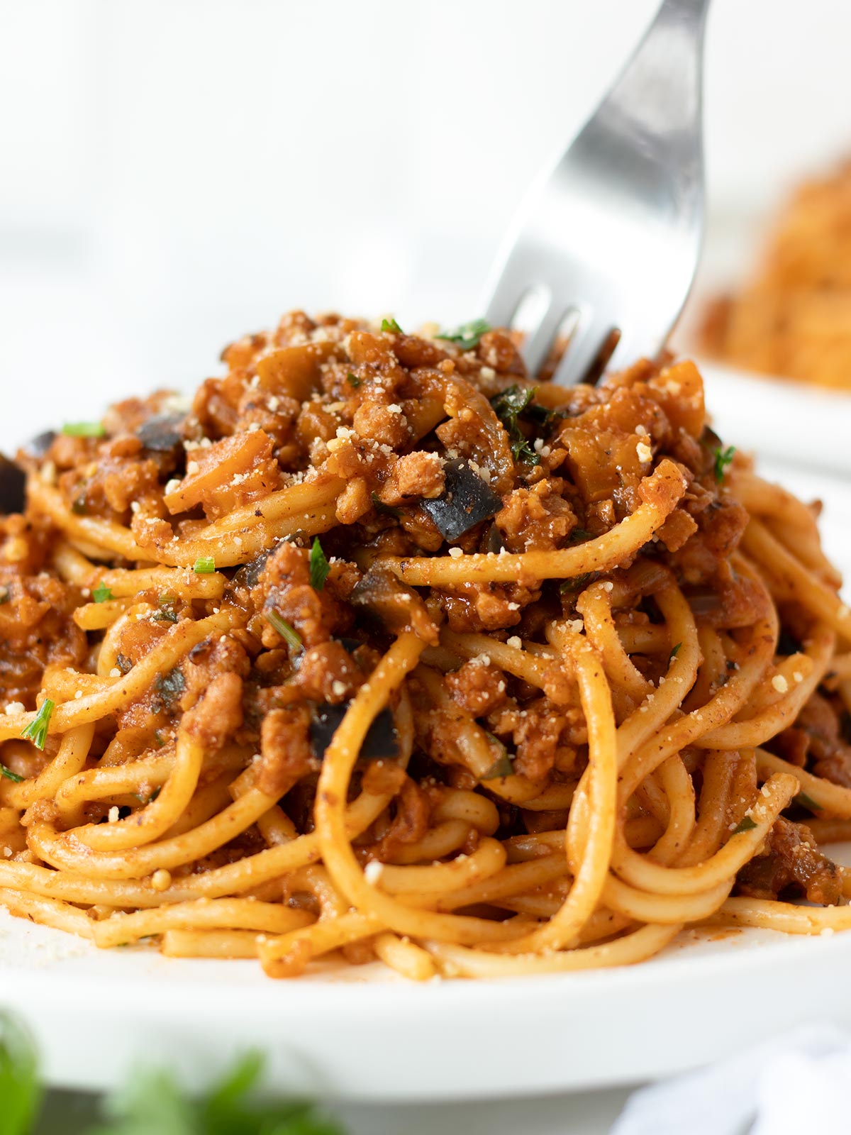 High-protein TVP spaghetti bolognese.