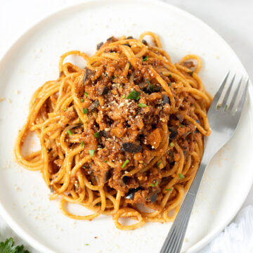 Vegan TVP spaghetti bolognese (no lentils).