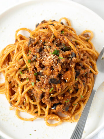 Vegan TVP spaghetti bolognese (no lentils).