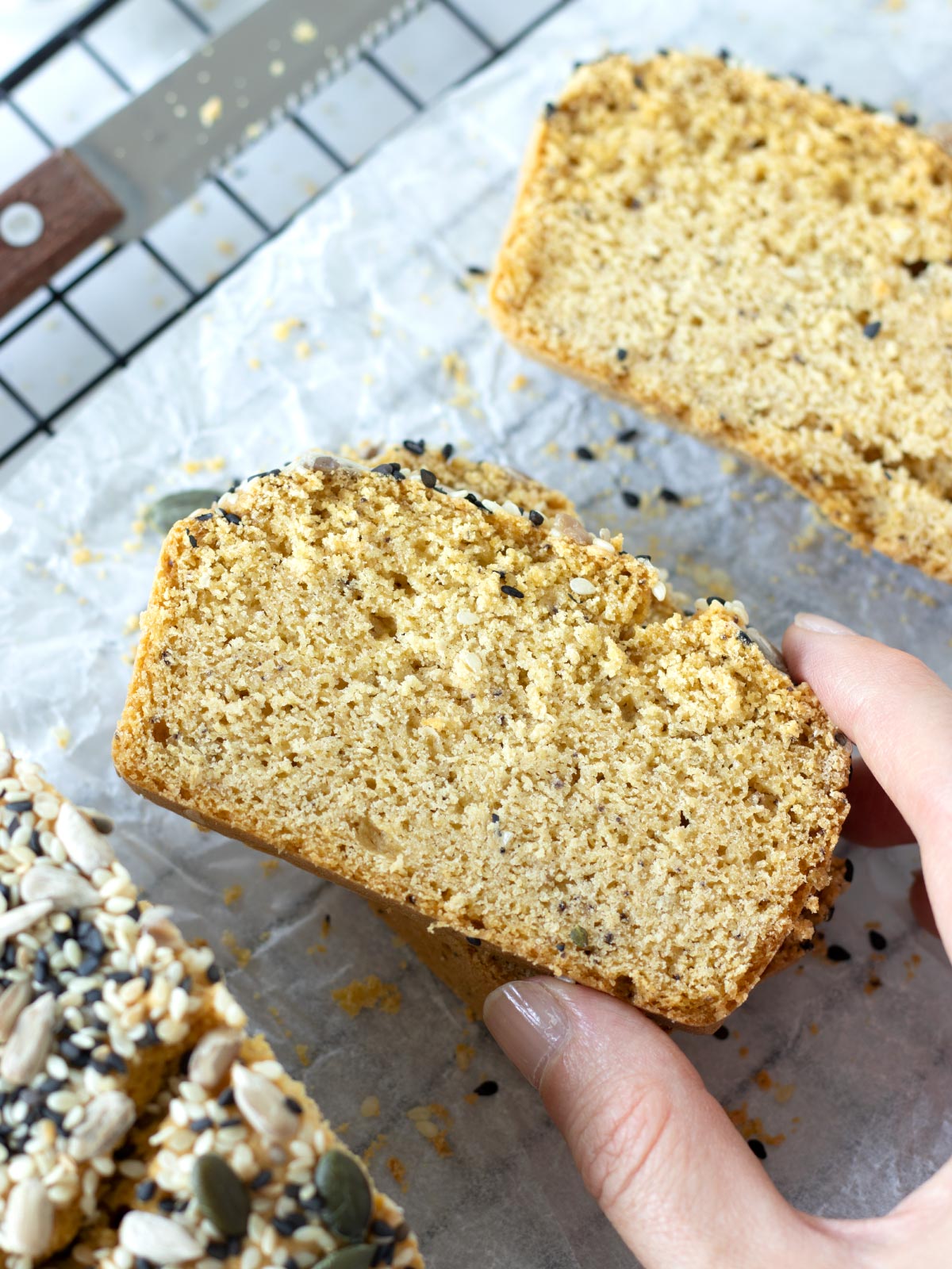 High-protein chickpea flour bread without psyllium husk.