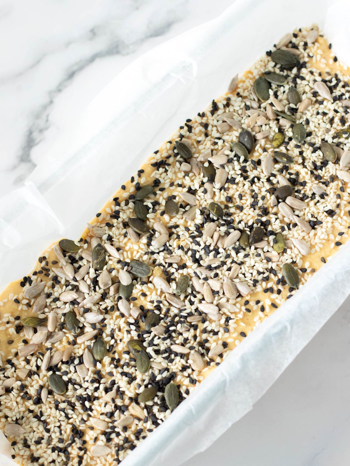 Gluten-free chickpea flour bread prepared for baking.