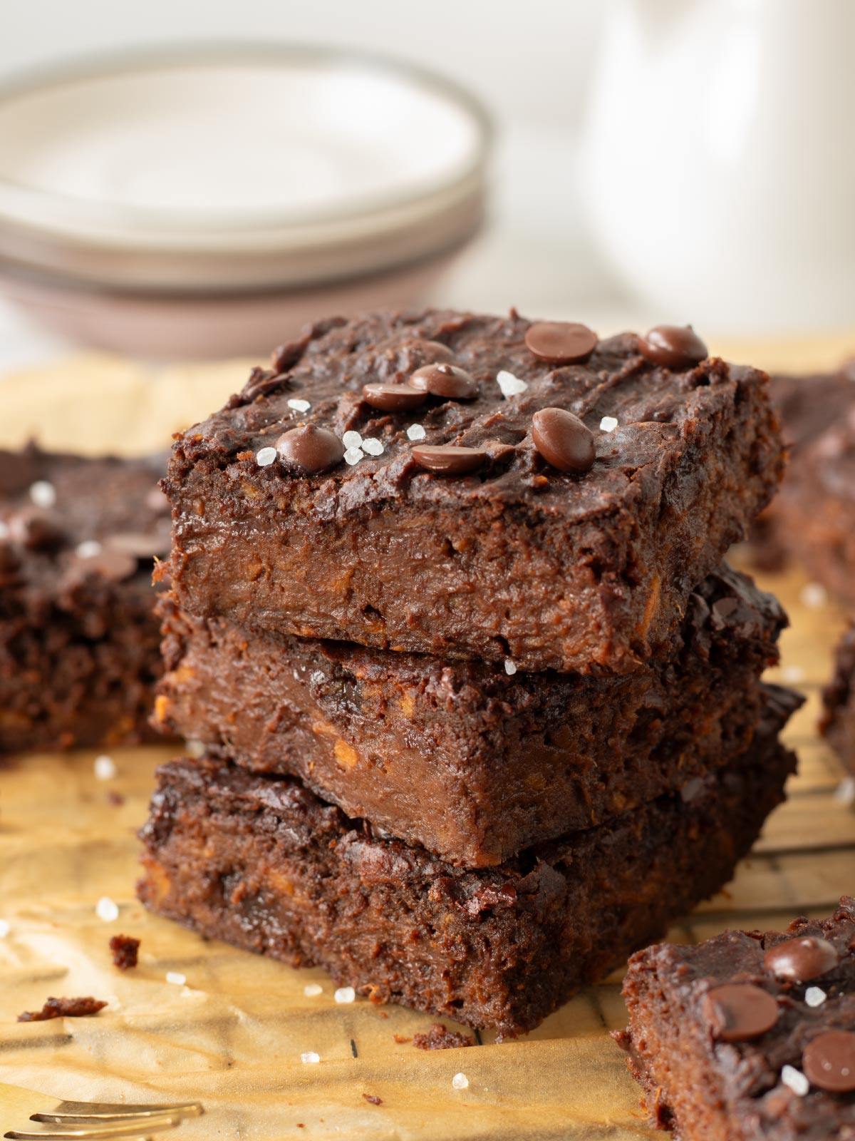 Vegan flourless sweet potato chocolate brownies.