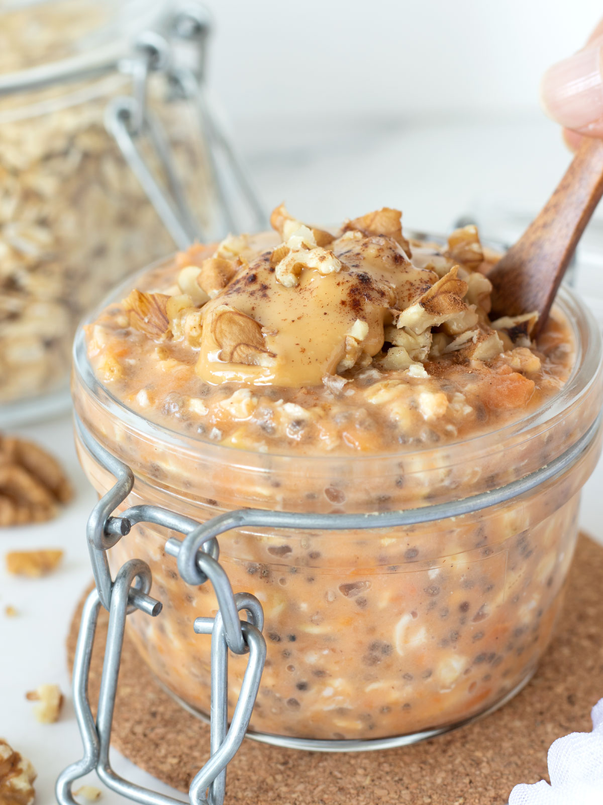 Sweet potato chia overnight oatmeal.