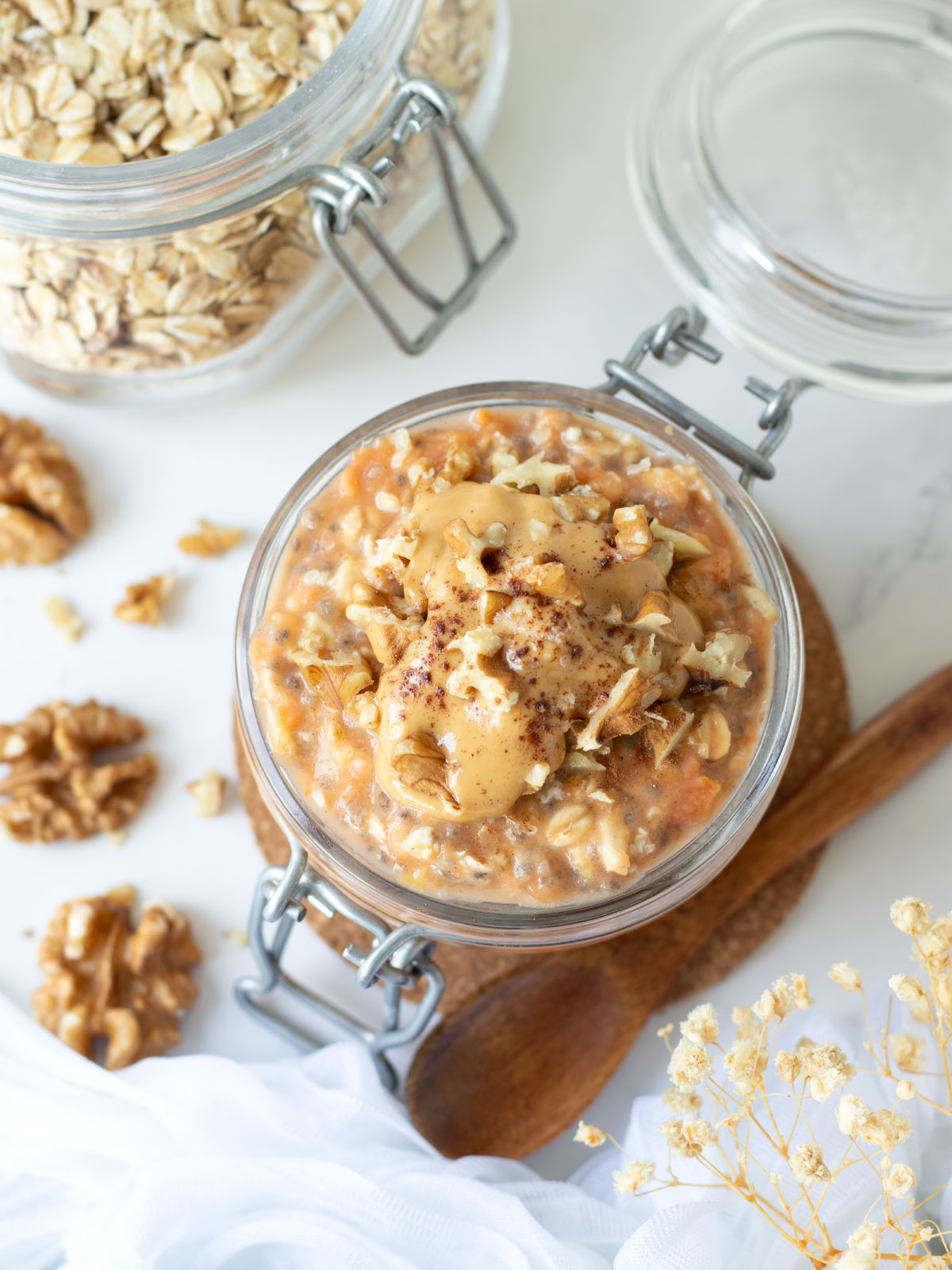 Sweet potato overnight oats with chia seeds.