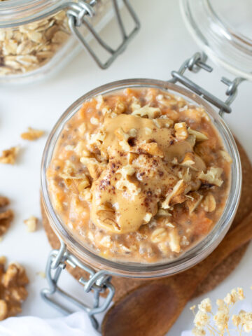 Sweet potato overnight oats with chia seeds.