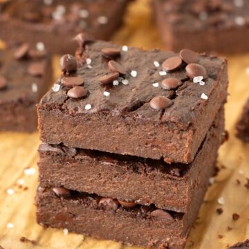 Vegan banana protein brownies (oil-free, flourless, gluten-free).