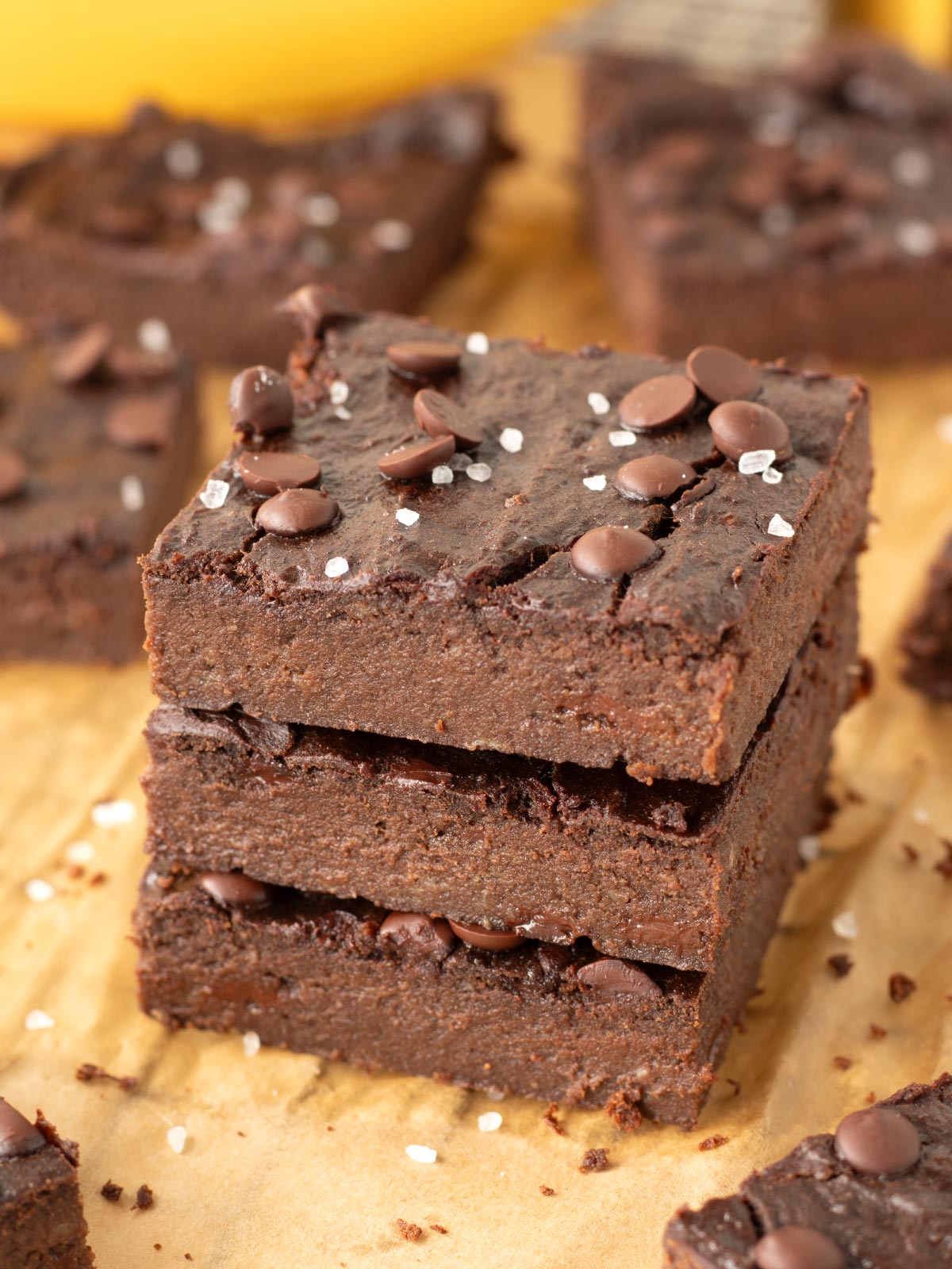 Vegan banana protein brownies (oil-free, flourless, gluten-free).