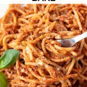 Cheesy vegan spaghetti bake (no meat).