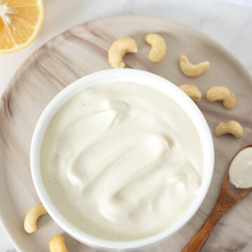 Vegan cashew cream.
