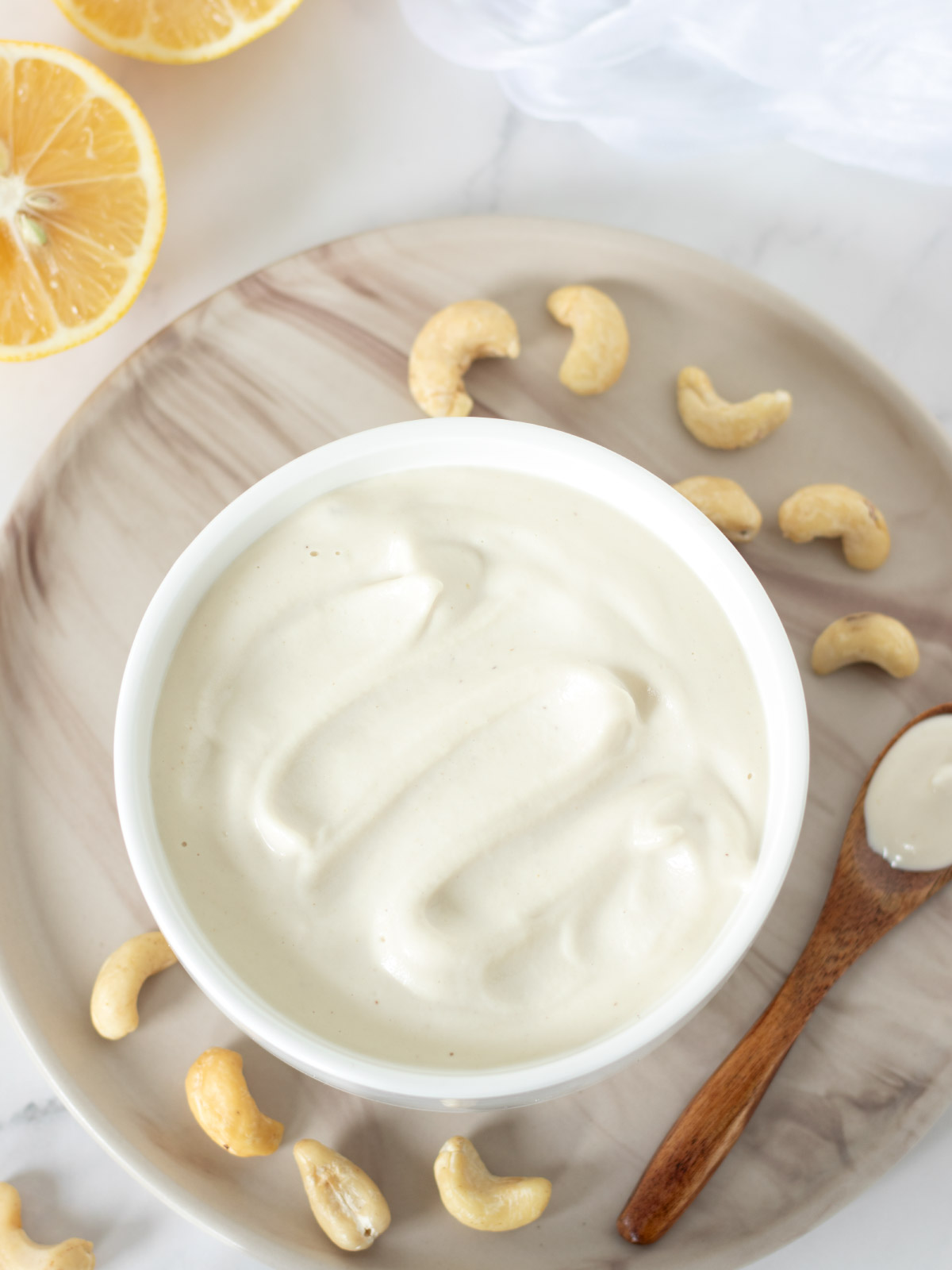 Vegan cashew cream.